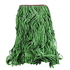 Rubbermaid Commercial Super Stitch Blend Mop Heads, Cotton/Synthetic, Green, Large, 6/Carton (D213GRE)