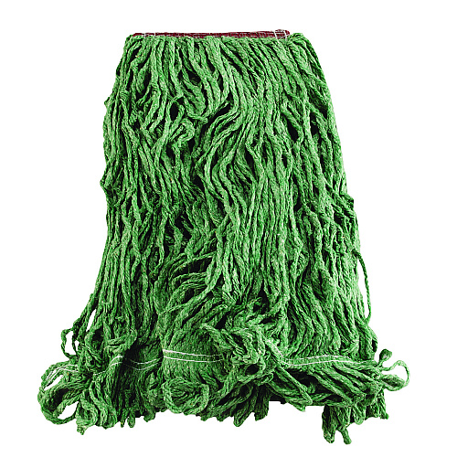 Rubbermaid Commercial Super Stitch Blend Mop Heads, Cotton/Synthetic, Green, Large, 6/Carton (D213GRE)
