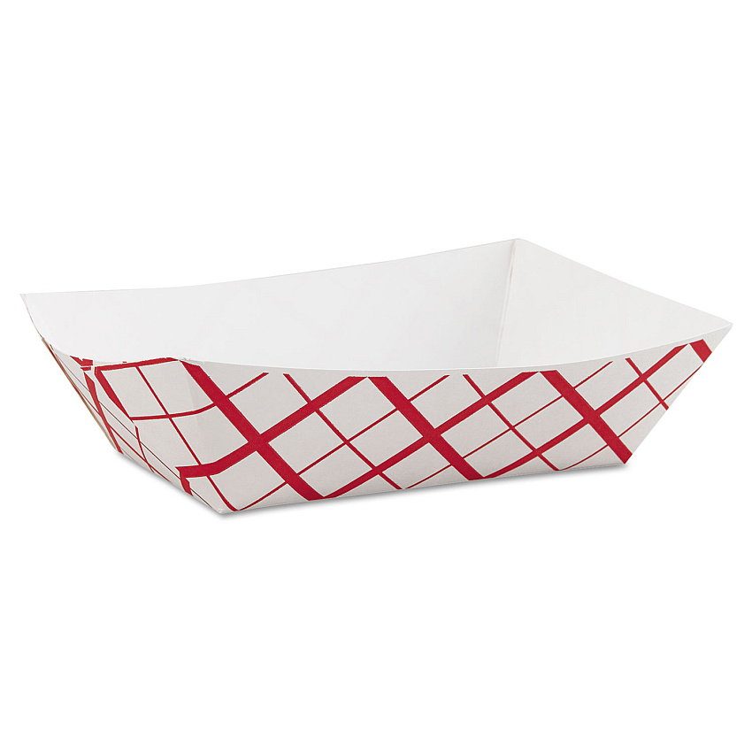 SCT Paper Food Baskets, 3 lb Capacity, 7.2 x 4.95 x 1.94, Red/White, 500/Carton (0425)