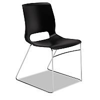 HON Motivate High-Density Stacking Chair, Supports Up to 300 lb, Onyx Seat, Black Back, Chrome Base, 4/Carton (MS101ON)