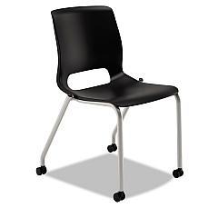 HON Motivate Four-Leg Stacking Chair, Supports Up to 300 lb, Onyx Seat, Black Back, Platinum Base, 2/Carton (MG101ON)