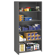 Tennsco Closed Commercial Steel Shelving, Five-Shelf, 36w x 24d x 75h, Medium Gray (ESPC62436MGY)