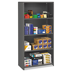 Tennsco Closed Commercial Steel Shelving, Four-Shelf, 36w x 24d x 75h, Medium Gray (ESPC2436MGY)