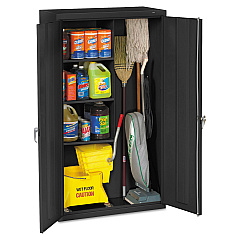 Tennsco Janitorial Cabinet, 36w x 18d x 64h, Black (JAN6618DHBK)