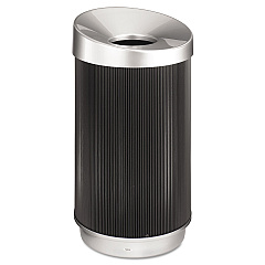 Safco At-Your-Disposal Vertex Receptacle, Round, Polyethylene, 38 gal, Black/Chrome (9799BL)