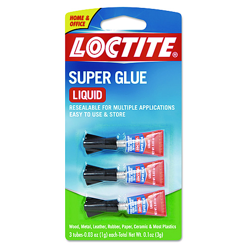 Loctite Super Glue, 0.11 oz, Dries Clear, 3/Pack (1710908)