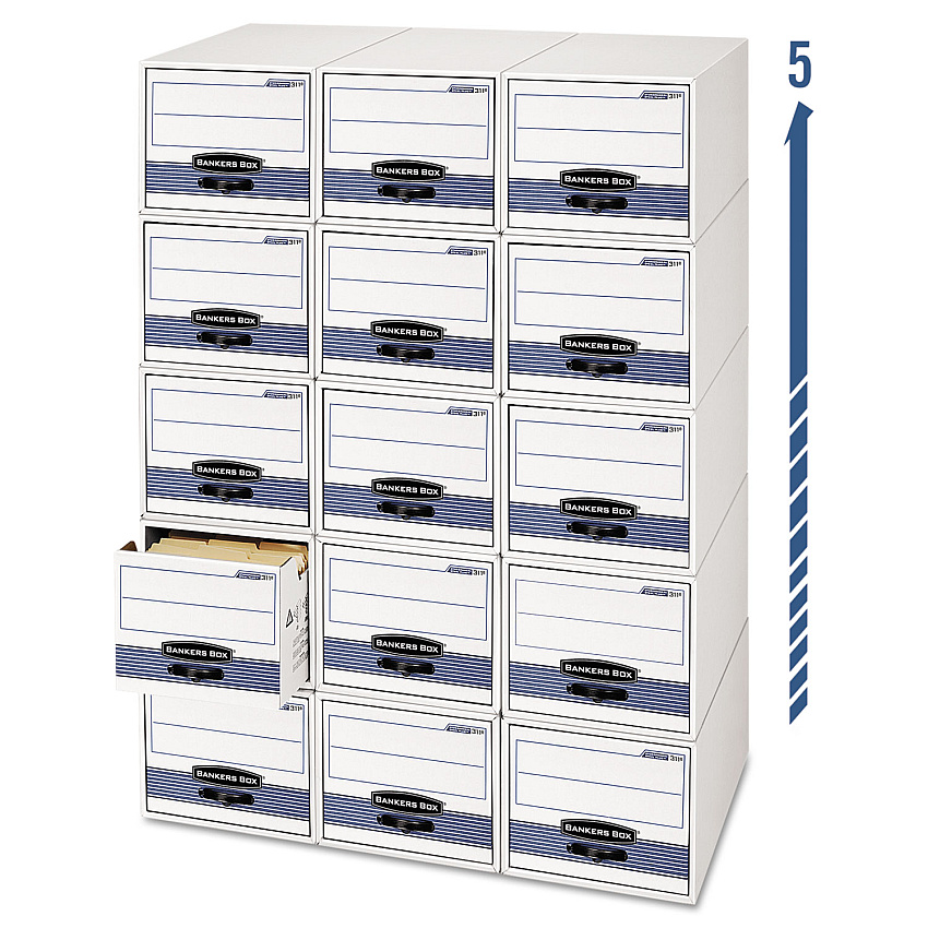 Bankers Box STOR/DRAWER STEEL PLUS Extra Space-Savings Storage Drawers, 10.5" x 25.25" x 5.25", White/Blue, 12/Carton (00302)