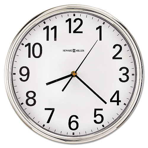 Howard Miller Hamilton Wall Clock, 12" Overall Diameter, Silver Case, 1 AA (sold separately) (625561)
