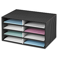 Bankers Box Decorative Sorter, 8 Letter Sections, 19.5 x 12.38 x 10.25, Black/Gray Pinstripe (6170301)