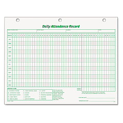 TOPS Daily Attendance Card, 8.5 x 11, 1/Page, 50 Forms (3284)