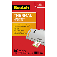 Scotch Laminating Pouches, 5 mil, 3.75" x 2.38", Gloss Clear, 100/Pack (TP5851100)