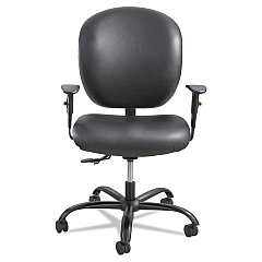 Safco Alday Intensive-Use Chair, Supports Up to 500 lb, 17.5" to 20" Seat Height, Black Vinyl Seat/Back, Black Base (3391BV)
