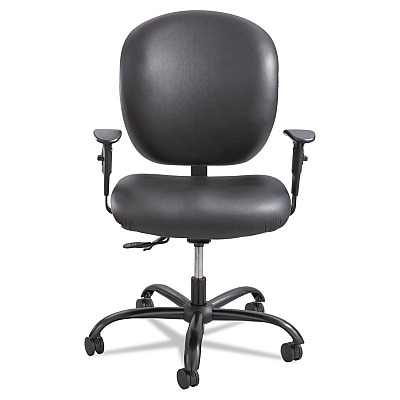 Safco Alday Intensive-Use Chair, Supports Up to 500 lb, 17.5" to 20" Seat Height, Black Vinyl Seat/Back, Black Base (3391BV)