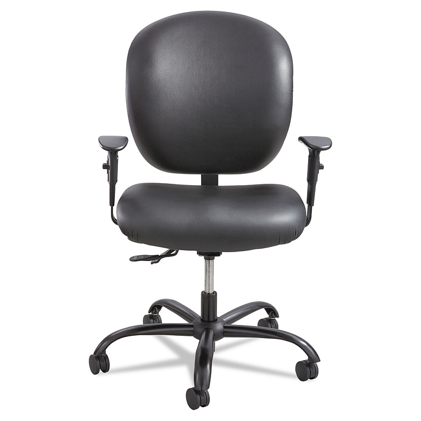 Safco Alday Intensive-Use Chair, Supports Up to 500 lb, 17.5" to 20" Seat Height, Black Vinyl Seat/Back, Black Base (3391BV)