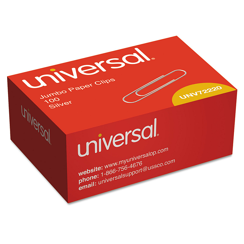 Universal Paper Clips, Jumbo, Silver, 100/Box (UNV72220BX)