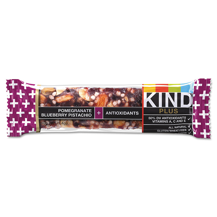 KIND Plus Nutrition Boost Bar, Pom. Blueberry Pistachio/Antioxidants, 1.4 oz, 12/Box (17221)