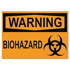 Headline OSHA Safety Signs, WARNING BIOHAZARD, Orange/Black, 10 x 14 (5498)