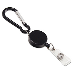 Advantus Metal Badge Reel/Carabiner Set, 24" Extension, Black, 5/Pack (76349)