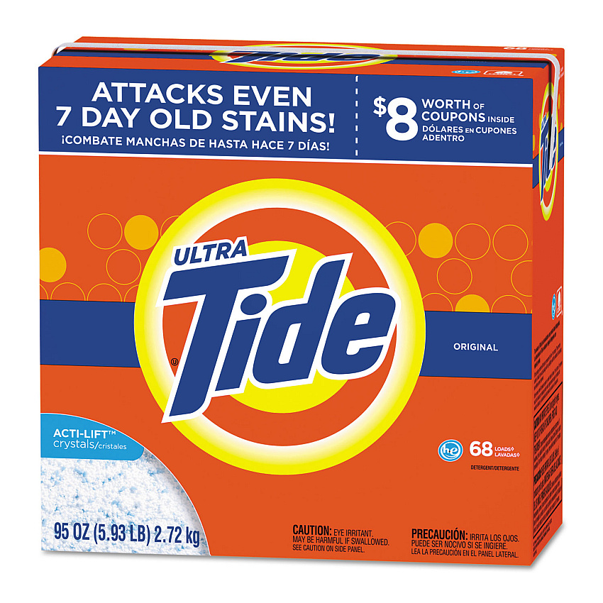 Tide HE Laundry Detergent, Original Scent, Powder, 95 oz Box, 3/Carton (84997)