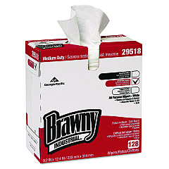 Brawny Professional Airlaid Medium Duty Wipers, Cloth, 9.2 x 12.4, White, 128/Box, 10 Boxes/Carton (29518CT)