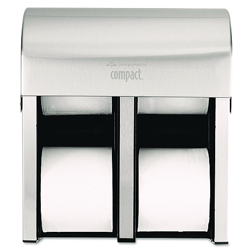 Georgia Pacific Professional Compact Quad Vertical 4-Roll Coreless Dispenser, 11.75 x 6.9 x 13.25, Stainless Steel (56748)