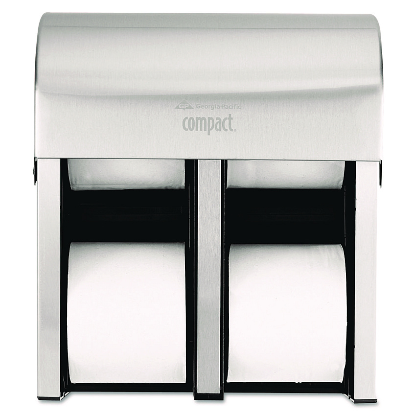 Georgia Pacific Professional Compact Quad Vertical 4-Roll Coreless Dispenser, 11.75 x 6.9 x 13.25, Stainless Steel (56748)