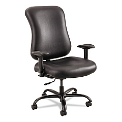 Safco Optimus High Back Big and Tall Chair, Vinyl, Supports Up to 400 lb, 19" to 22" Seat Height, Black (3592BL)