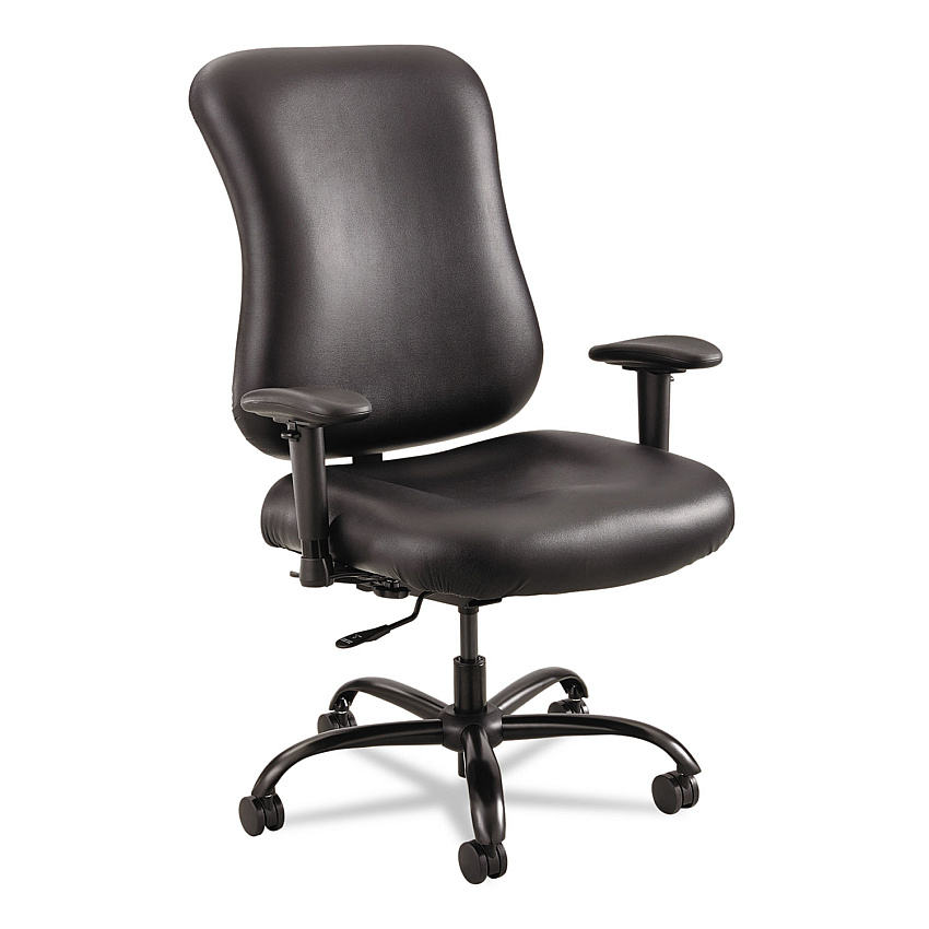 Safco Optimus High Back Big and Tall Chair, Vinyl, Supports Up to 400 lb, 19" to 22" Seat Height, Black (3592BL)