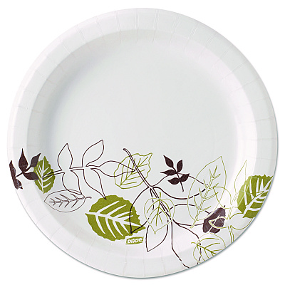 Dixie Pathways Soak-Proof Shield Mediumweight Paper Plates, 8.5" dia, Green/Burgundy, 1,000/Carton (UX9PATH)