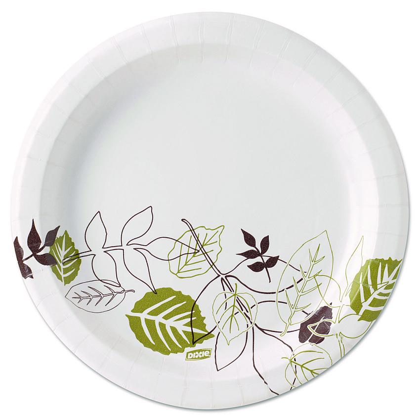 Dixie Pathways Soak-Proof Shield Mediumweight Paper Plates, 8.5" dia, Green/Burgundy, 1,000/Carton (UX9PATH)