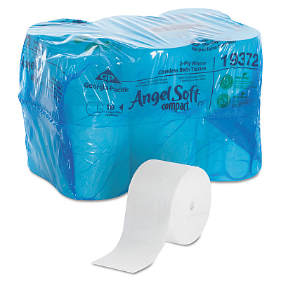 Georgia Pacific Professional Coreless Bath Tissue, Septic Safe, 2-Ply, White, 1125 Sheets/Roll, 18 Rolls/Carton (19372)