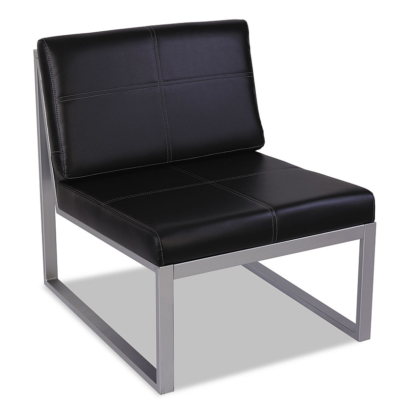 Alera Ispara Series Armless Chair, 26.57" x 30.71" x 31.1", Black Seat/Back, Silver Base (ALERL8319CS)