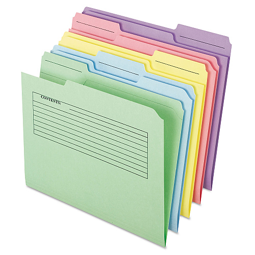 Pendaflex Printed Notes Folder, 1/3-Cut Tabs: Assorted, Letter Size, Assorted Colors, 30/Pack (45269)