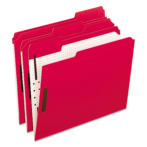 Pendaflex Colored Classification Folders with Embossed Fasteners, 2 Fasteners, Letter Size, Red Exterior, 50/Box (21319)