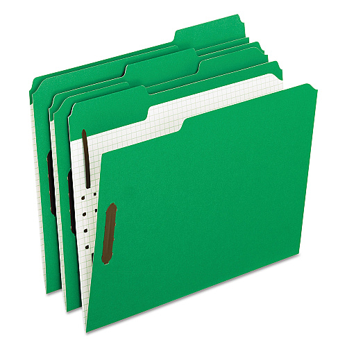 Pendaflex Colored Classification Folders with Embossed Fasteners, 2 Fasteners, Letter Size, Green Exterior, 50/Box (21329)