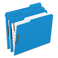 Pendaflex Colored Classification Folders with Embossed Fasteners, 2 Fasteners, Letter Size, Blue Exterior, 50/Box (21301)