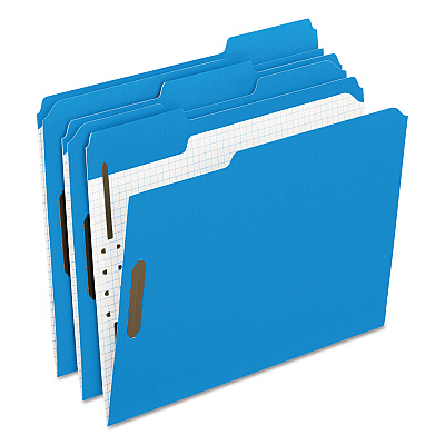 Pendaflex Colored Classification Folders with Embossed Fasteners, 2 Fasteners, Letter Size, Blue Exterior, 50/Box (21301)