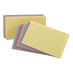 Oxford Ruled Index Cards, 4 x 6, Blue/Violet/Canary/Green/Cherry, 100/Pack (34610)