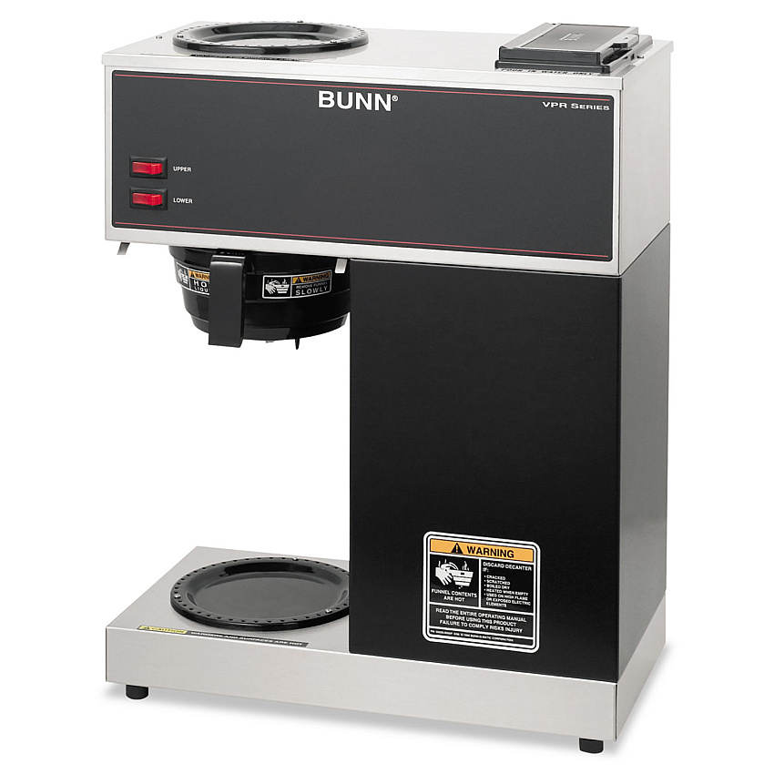 BUNN VPR Two Burner Pourover Coffee Brewer, Stainless Steel, Black