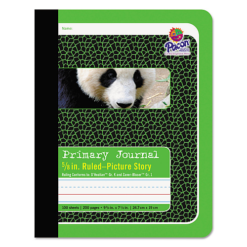 Pacon Primary Journal, D'Nealian K, Zaner-Bloser 1, Illustration/Manuscript Format, Green Cover, 9.75 x 7.5, 100 Sheets (2428)