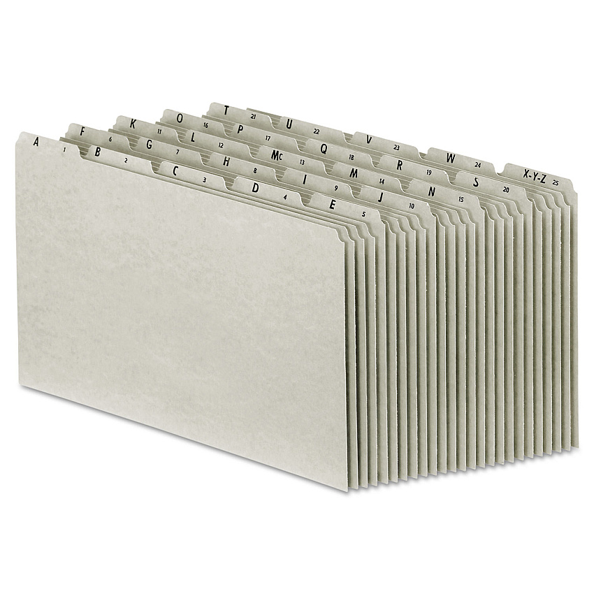 Pendaflex Top Tab A-Z File Guides, 1/5-Cut Top Tab, A to Z, 8.5 x 14, Gray, 25/Set (PN1025)