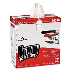 Brawny Professional Lightweight Disposable Shop Towel, 9.1" x 12.5, White, 200/Box (29316)