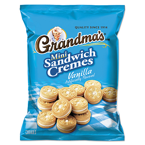 Grandma's Mini Vanilla Creme Sandwich Cookies, 3.71 oz, 24/Carton (45095)