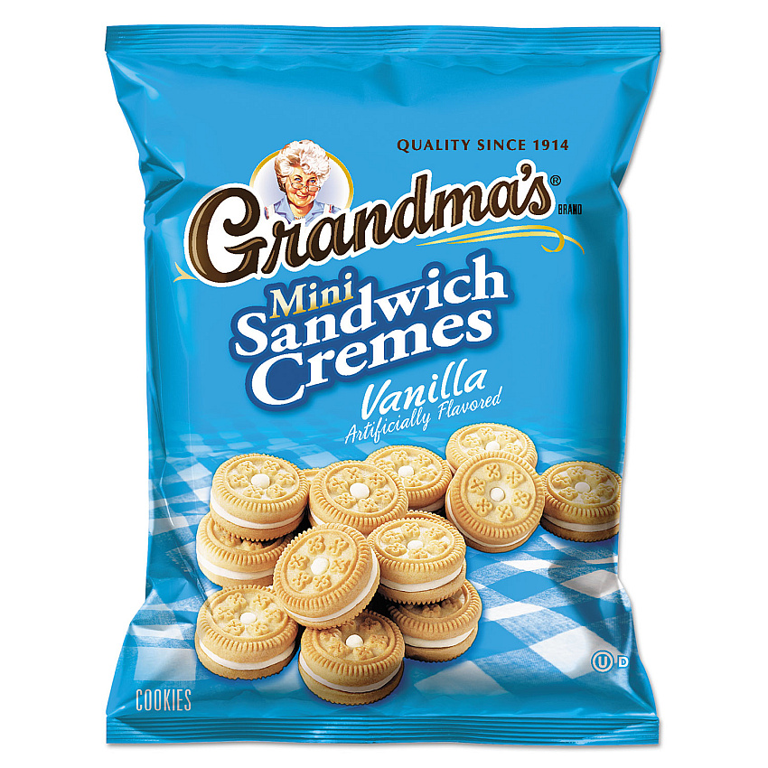 Grandma's Mini Vanilla Creme Sandwich Cookies, 3.71 oz, 24/Carton (45095)