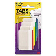 Post-it Tabs Tabs, Lined, 1/5-Cut Tabs, Assorted Primary Colors, 2" Wide, 24/Pack (686F1)