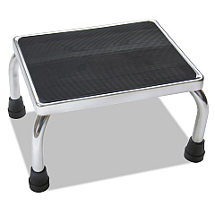 Medline Foot Stool, 1-Step, 16w x 12d x 8.25h, Steel, Chrome/Black Mat (MDS80430I)