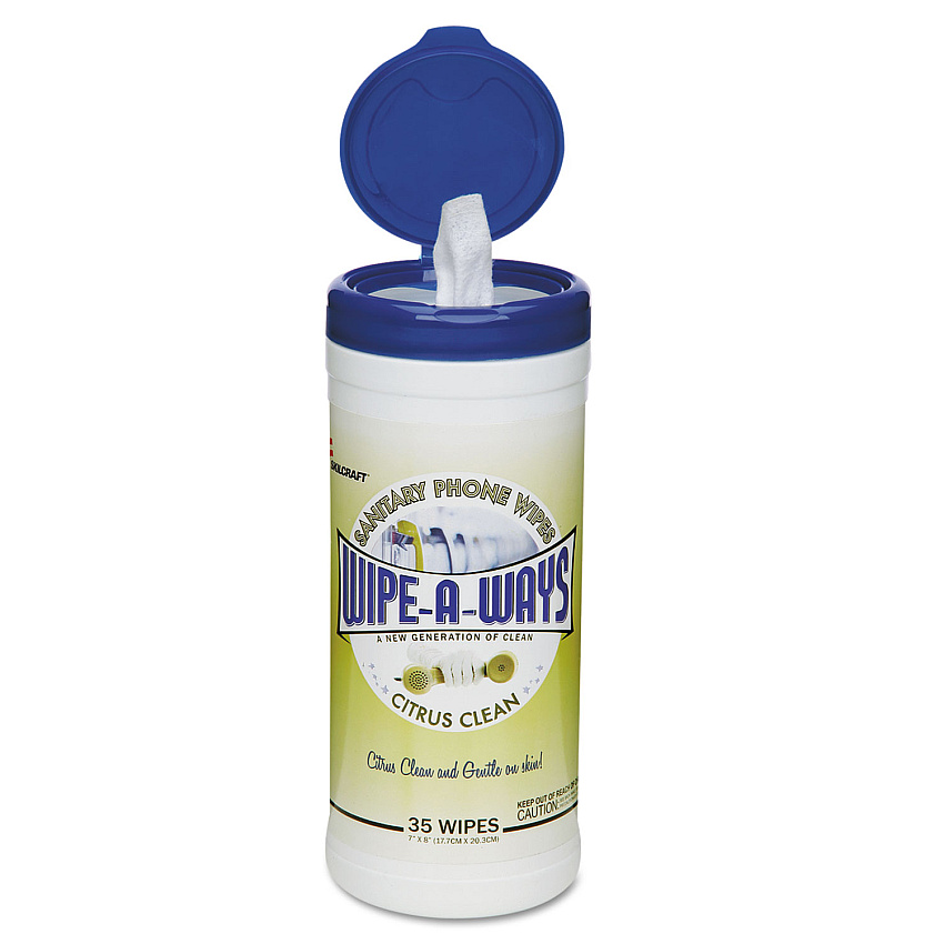 AbilityOne 7930014541139, SKILCRAFT, Sanitary Phone Wet Wipes, 3 x 5, White, 35 Wipes/Dispenser, 12 Dispensers/Box