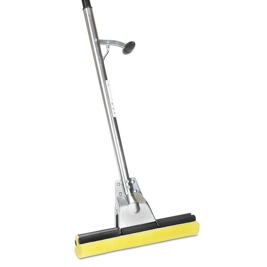 AbilityOne SKILCRAFT Industrial Steel Mop, 12" Wide Yellow Cellulose Head, 52" Sliver Steel Handle (3837799)