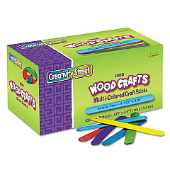 Creativity Street Colored Wood Craft Sticks, 4.5" x 0.38", Assorted, 1,000/Box (377502)
