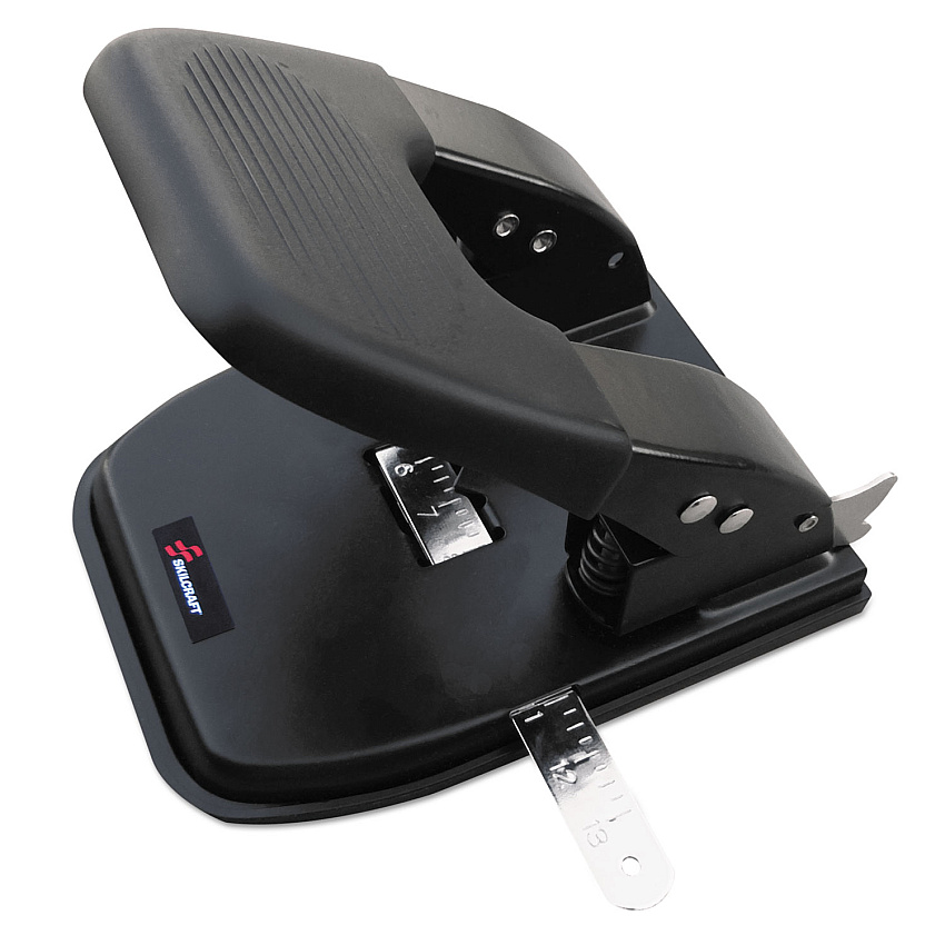AbilityOne 7520016203314 SKILCRAFT Adjustable Two-Hole Punch, 1/4" Holes, 30-Sheet, Black